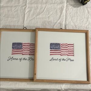 Celebrate It Patriotic Wall Art with American Flag Set of 2!!